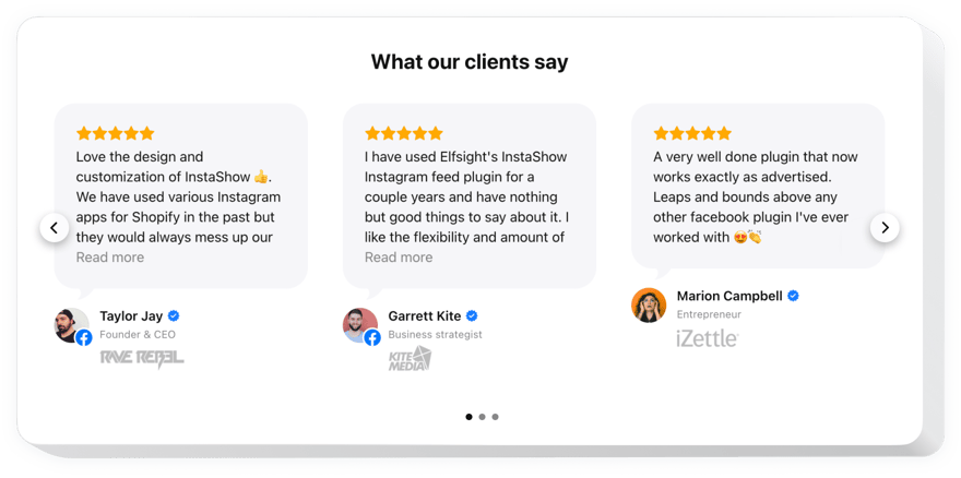  Testimonials Slider widget for website