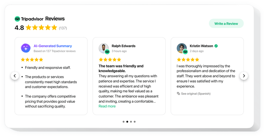  widget to add Tripadvisor reviews to your website